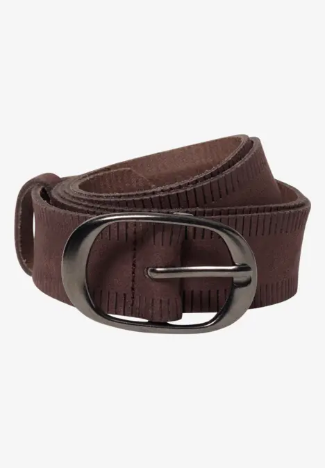 Ceinture à rayures Suede Brown