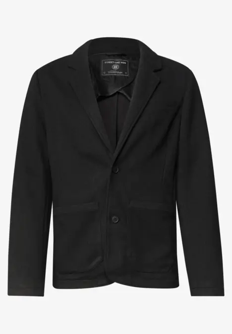 Veste blazer noire pour homme avec col à revers et deux boutons