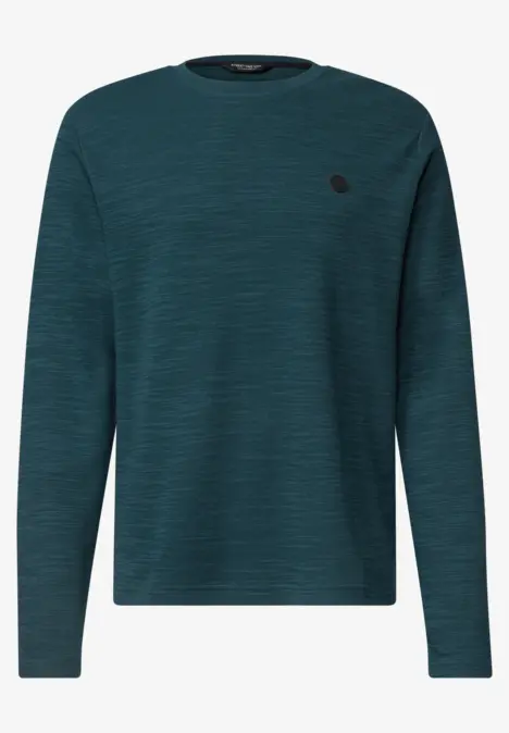 Dunkelgrüner Pullover mit Rundhals und kleinem Logo