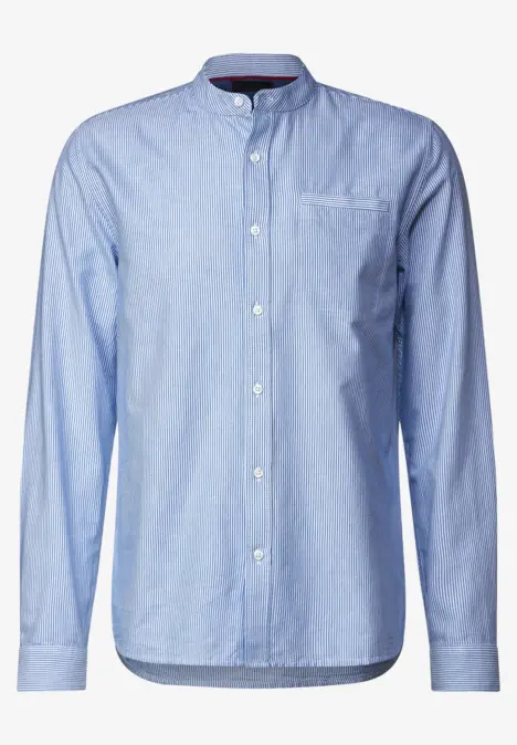 Chemise à col montant chambray blue