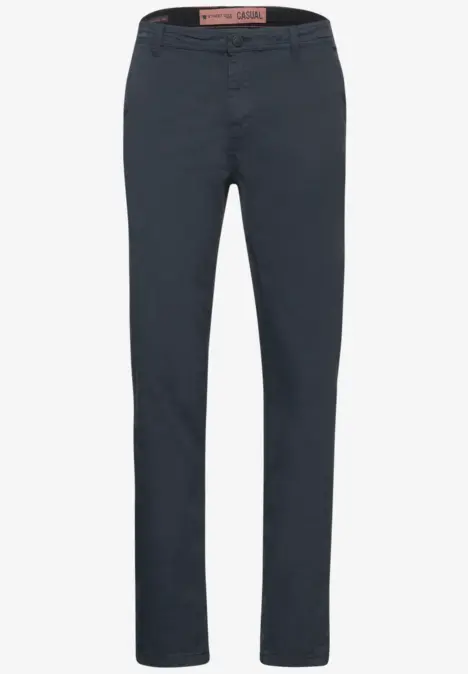 Dunkelblaue Chinohose für Herren, schlicht und modern.