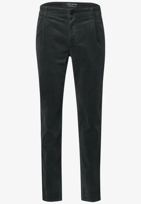 Schwarze Cord-Hose mit schmalem Schnitt und Taschen