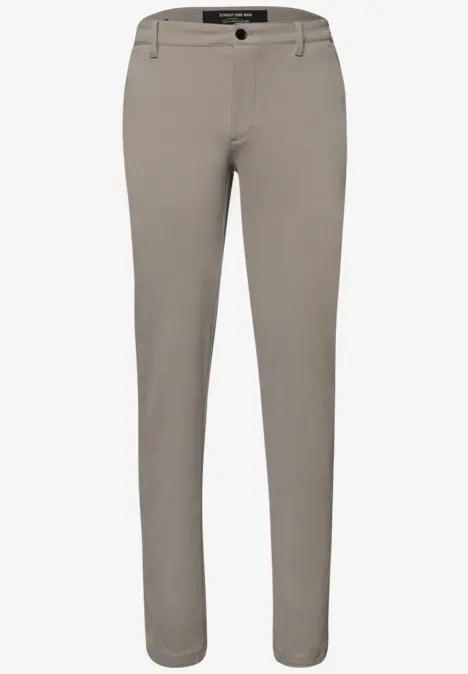 Wąskie spodnie chino w kolorze taupe o klasycznym, ponadczasowym kroju.