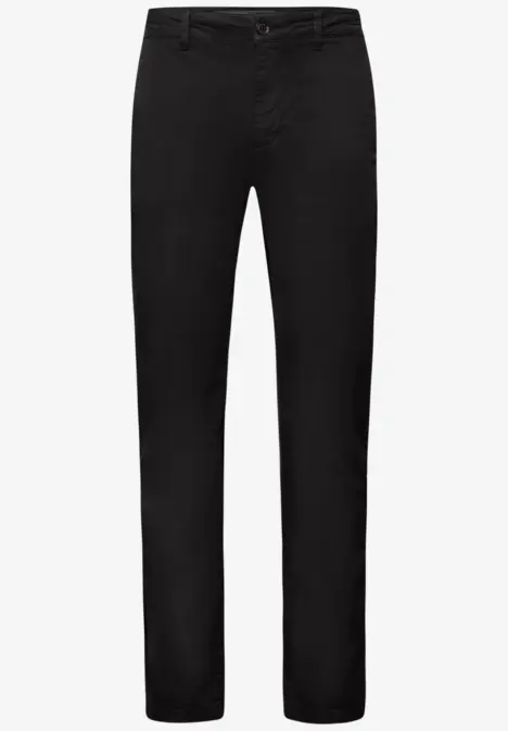 Schwarze Hose mit geradem Schnitt und Gürtelschlaufen.