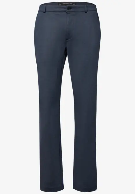 Elegante dunkelblaue Hose mit geradem Bein und schlanker Silhouette.