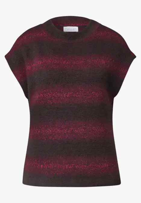 Ärmelloses Stricktop mit breiteren, schimmernden pink-schwarzen Streifen und legerem Schnitt.