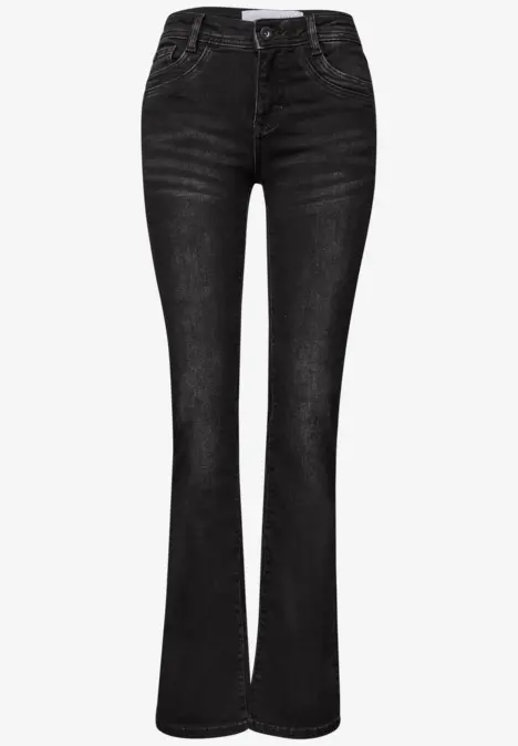 Jean noir taille haute avec coupe évasée