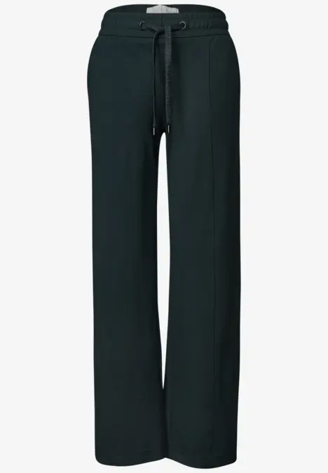 Schwarze Jogginghose mit geradem Schnitt, Tunnelzug in der Taille und dezentem Design.
