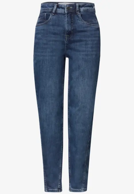 Jean bleu à taille haute avec coupe étroite