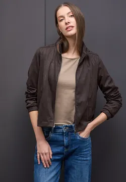 Street One Studio Damen Silk Look Jacke – Seidig Glänzende Blousonjacke Mit Zipper