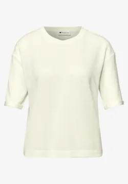 Street One A321616 T-Shirt Effetto Lino, Bianco, 50 Women's