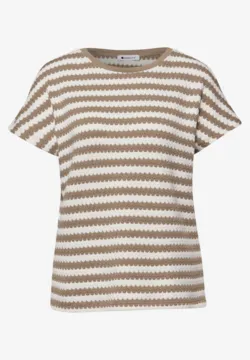 Street One T-shirt print - beige/beige mêleerd
