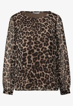 Produktbild von Split Neck Print-Tunika Für Damen In Beige