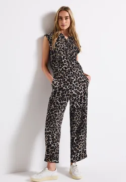 STREET ONE Damen Jumpsuit Sommer – Mit Print, V-Ausschnitt & Gummibund Aus Weicher Viskose