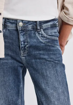 Street One Damen Culotte Jeans – High Waist, Wide Leg, Mid Blue Wash, Bequemer Stretch-Denim