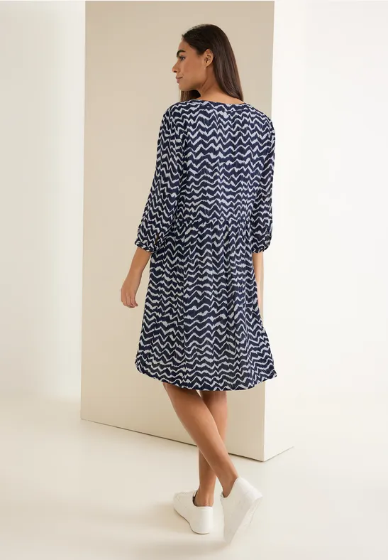 Robe Tunique D'Été En Voile Imprimé Bleu - Marque "Pourquoi Pas" - Taille 42 - Occasion Très Bon État
