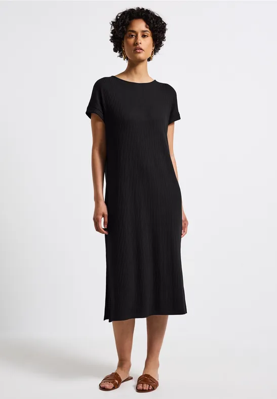 Thumbnail - Street One Frauen Kleid mit Rippstruktur in Schwarz, Gr: 42