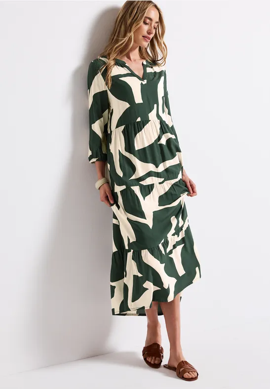 Street One Frauen Maxikleid mit Print in Grün, Gr: 34