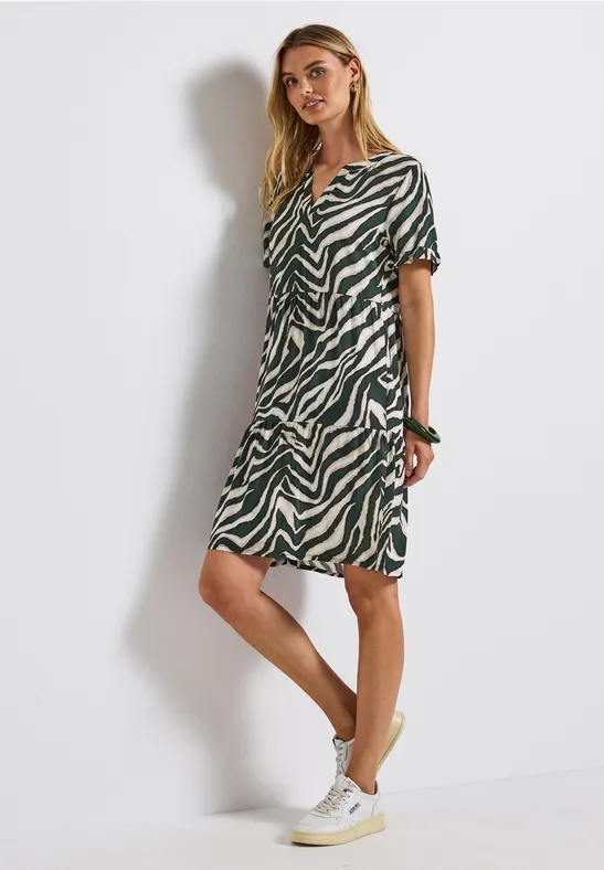 Thumbnail - Street One Frauen Gemustertes Tunika-Kleid in Grün, Gr: 44