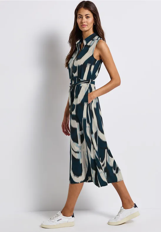 Thumbnail - Street One Frauen Blusenkleid mit Ikat Print in Türkis, Gr: 46