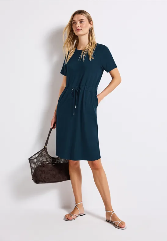 Street One Frauen Jersey-Kleid mit Tunnelzug in Türkis, Gr: 44