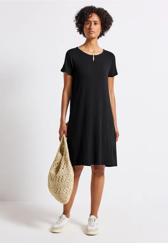 Thumbnail - Street One Frauen T-Shirt-Kleid in Unifarbe in Schwarz, Gr: 44