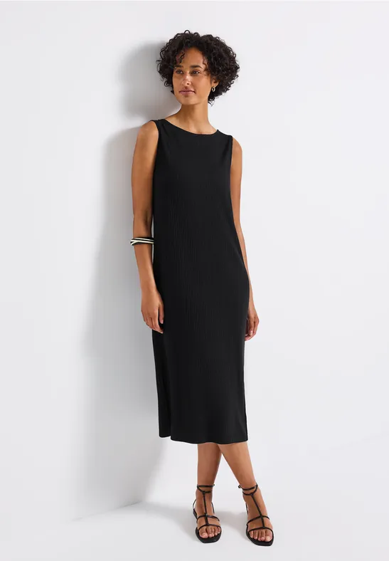 Thumbnail - Street One Frauen Ärmelloses Rippstrukturkleid in Schwarz, Gr: 46