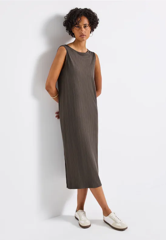 Thumbnail - Street One Frauen Ärmelloses Rippstrukturkleid in Braun, Gr: 36