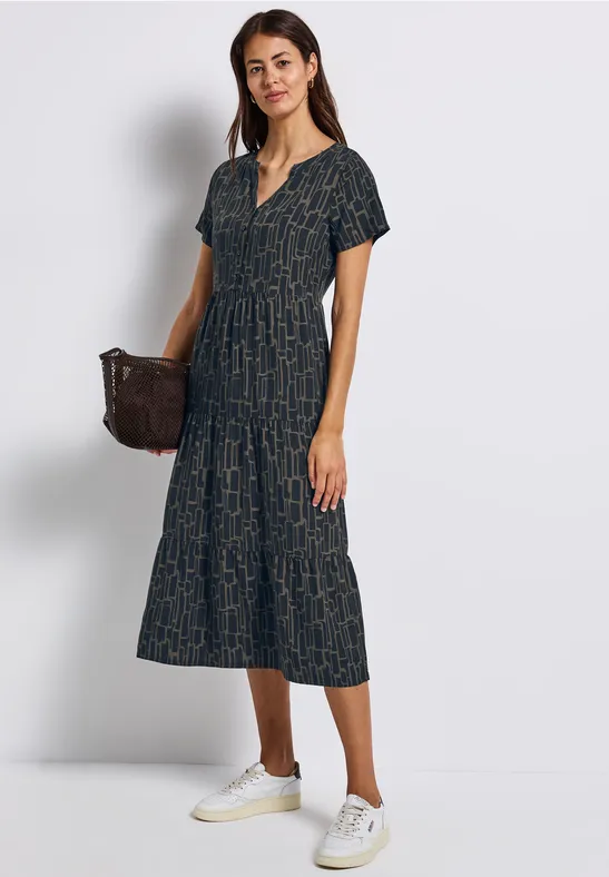 Street One Frauen Gemustertes Tunika-Kleid in Blau, Gr: 38