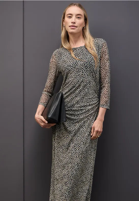 Thumbnail - Mesh-Kleid mit Leo-Muster