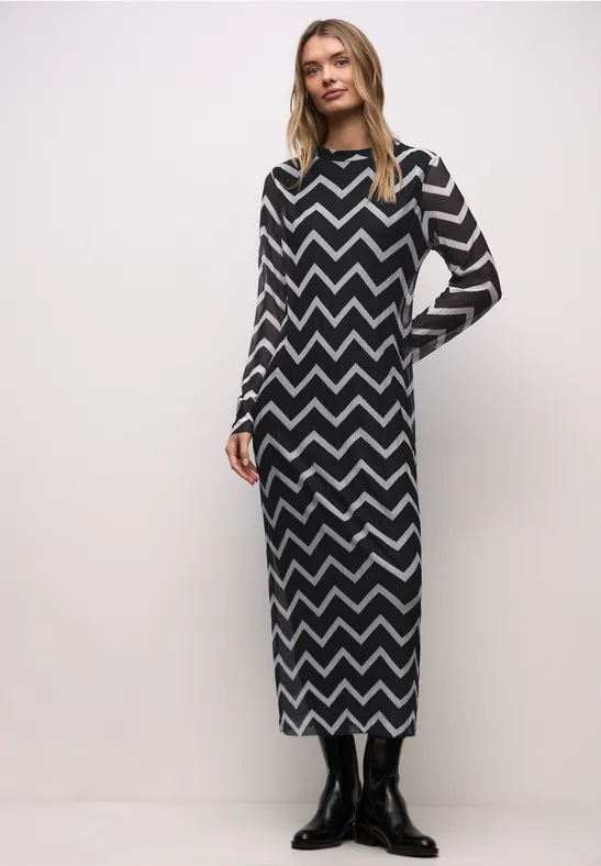 Thumbnail - Street One Frauen Mesh-Plissée Kleid in Schwarz, Gr: 44