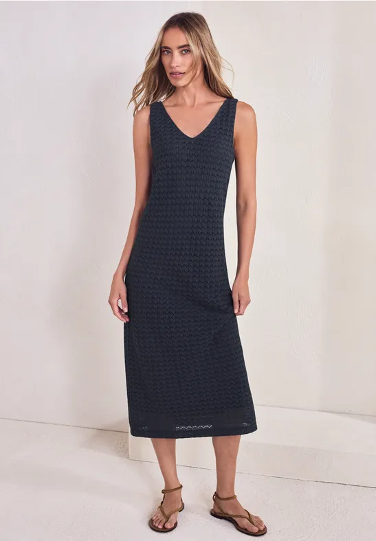 Midi-Kleid mit V-Neck aus Spitze
