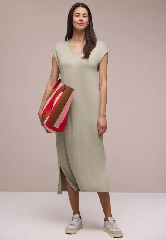Thumbnail - Street One Midi-Kleid mit V-Neck im Strick-Look