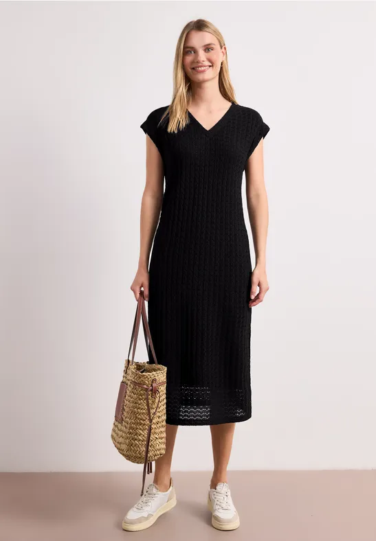 Midi-Kleid mit V-Neck aus Spitze
