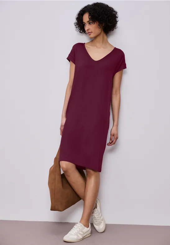 Knielanges Kleid aus Jersey Rot