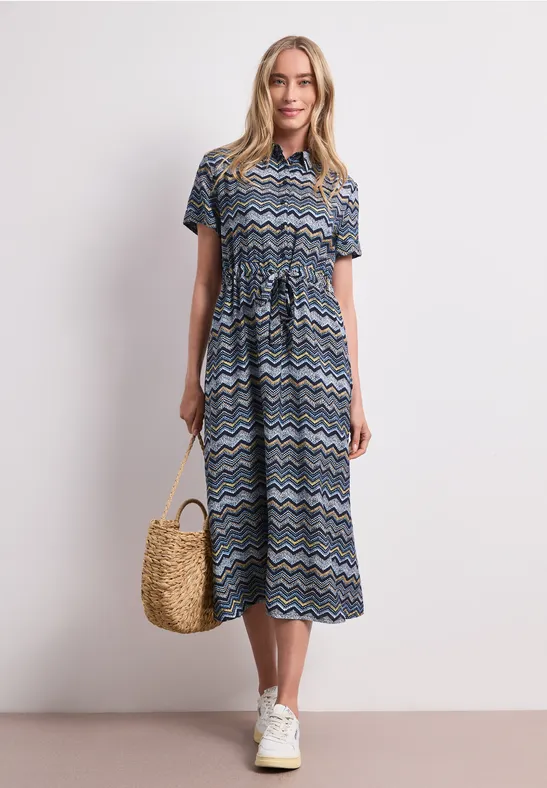 Midi-Kleid mit Zick-Zack-Muster
