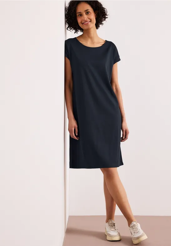 Knielanges Kleid aus Jersey female Blau