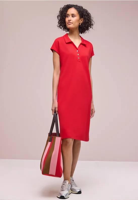 Street One Frauen Knielanges Kleid in Unifarbe in Rot, Gr: 36