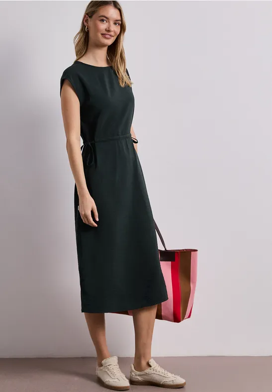 Street One Frauen Midi-Kleid mit U-Boot-Ausschnitt in Grün, Gr: 36