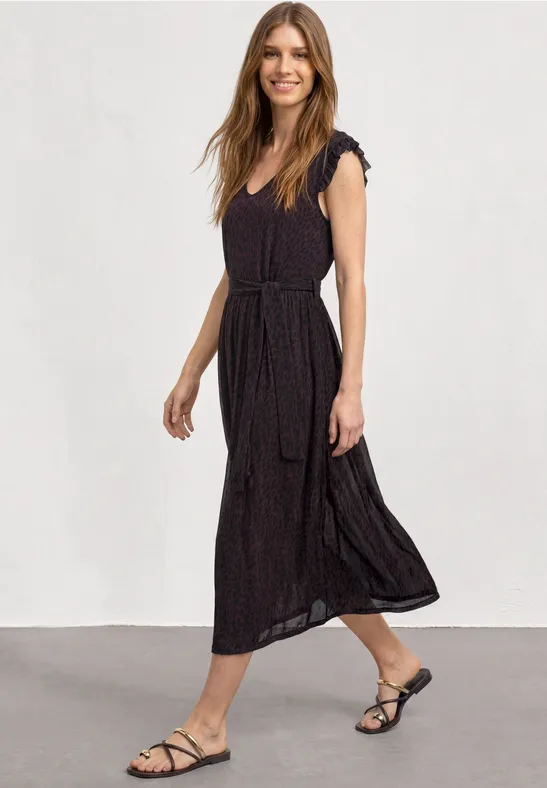 Midikleid aus Mesh mit Leo-Print