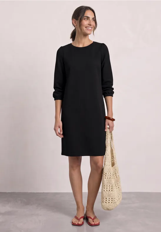 Knielanges Kleid mit Rundhals
