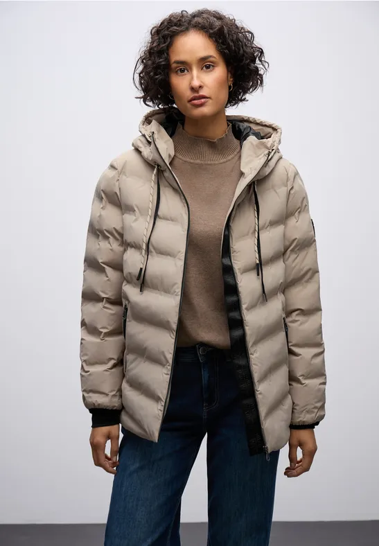 Street One Frauen Jacke mit geklebten Nähten in Beige, Gr: 42
