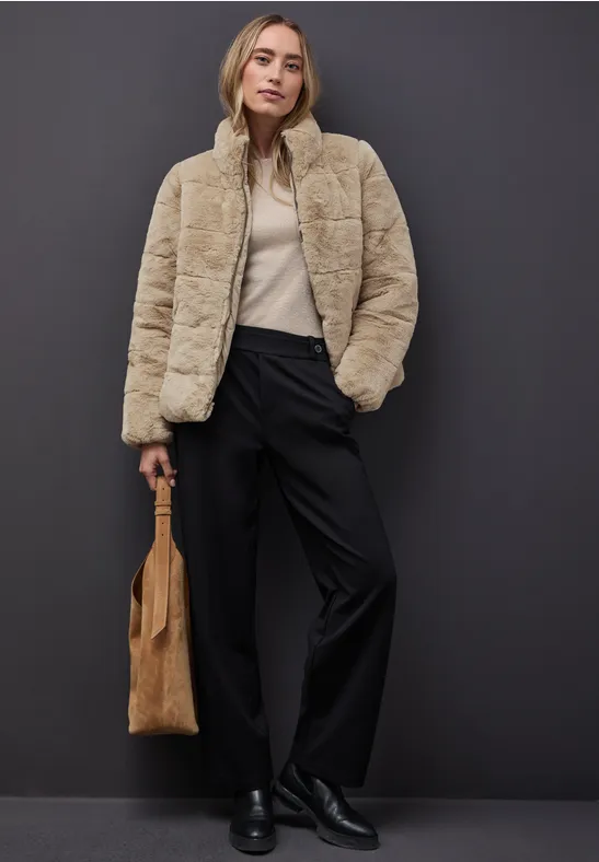 Thumbnail - Street One Frauen Fake Fur Steppjacke in Beige, Gr: 36