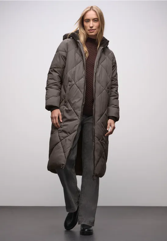 Street One Frauen Lange Steppjacke in Braun, Gr: 40