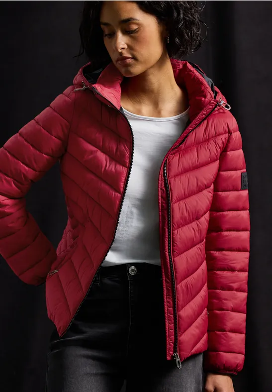 Street One Frauen Jacke mit abnehmbarer Kapuze in Rot, Gr: 34