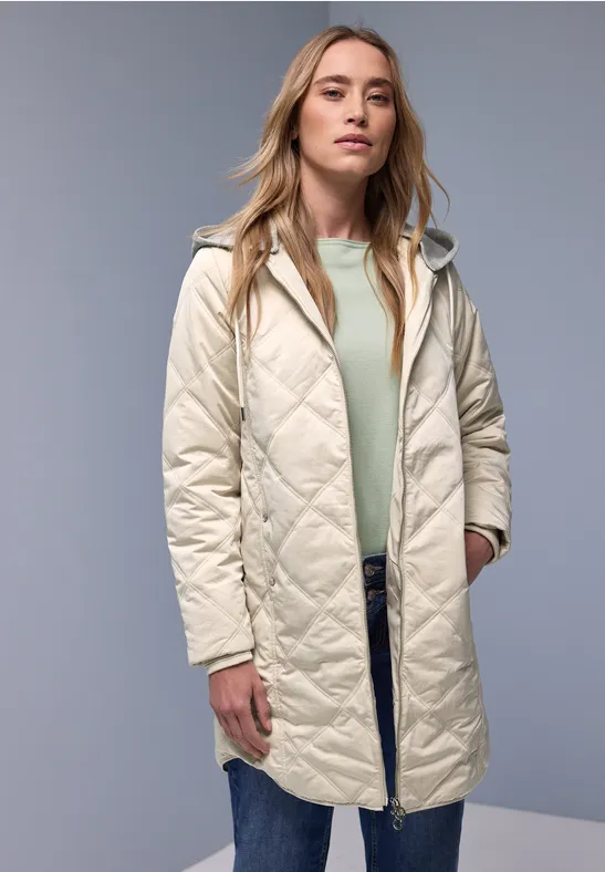 Street One Frauen Jacke mit abnehmbarer Kapuze in Beige, Gr: 34
