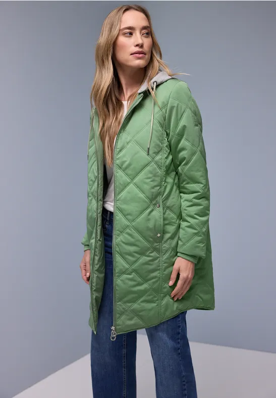 Street One Frauen Jacke mit abnehmbarer Kapuze in Grün, Gr: 36