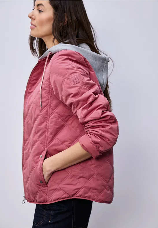 Street One Frauen Jacke mit abnehmbarer Kapuze in Pink, Gr: 34