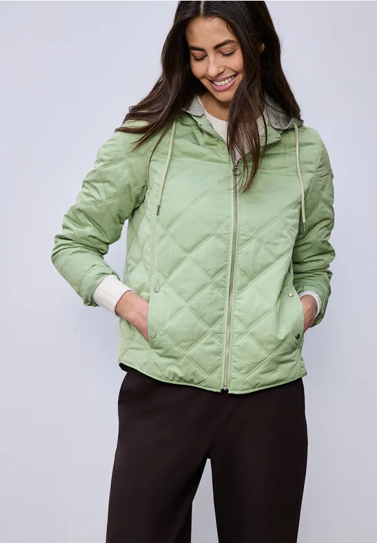 Street One Frauen Jacke mit abnehmbarer Kapuze in Grün, Gr: 34
