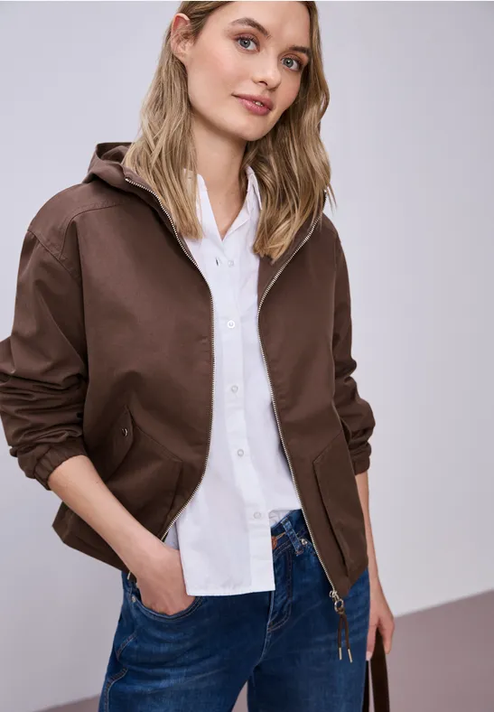 Street One Frauen Kurze Jacke in Braun, Gr: 44